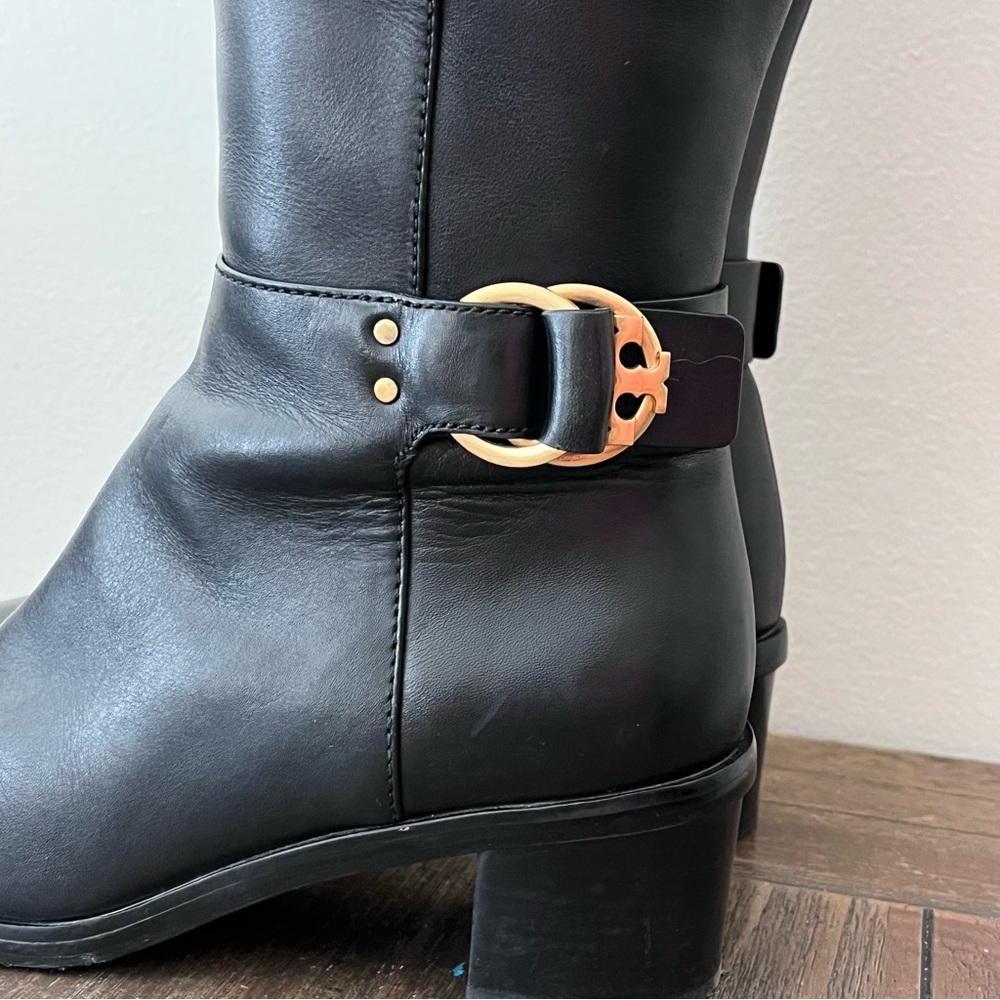 Tory Burch Black Leather Tall Heeled Riding Boots Womens size 6 - Picture 5 of 12